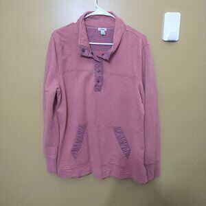 VTG 90s L.L. Bean Organic Cotton Pullover Henley Sweatshirt L Preppy Casual